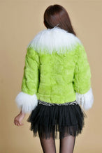Load image into Gallery viewer, Real Rabbit fur coat fox fur collar and cuff jacket overcoat womens&#39; garment winter coat FS13066