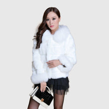 Load image into Gallery viewer, Winter Coat Real Rabbit Fur Coats for Women Fox Fur Collar  13062