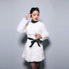 Load image into Gallery viewer, natural Rabbit Fur Coat Full Sleeve Overcoat Women Outerwear Winter 110cm Length