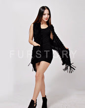 Load image into Gallery viewer, Knitted Natural Rabbit Fur Vest Double Wear Design Spring Autumn Tunic Waistcoat