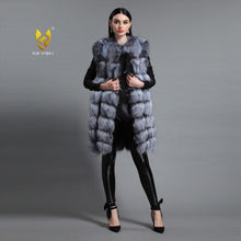 Load image into Gallery viewer, Women&#39;s Genuine Fox Fur Vest Women Wavy Furry Striped Vest Female 16277