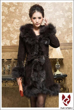 Load image into Gallery viewer, Genuine Leather Coat Pig Suede Leather Silver Fox Fur Collar  Jacket Outwear  010204