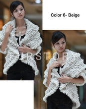 Load image into Gallery viewer, Knitted Natural Rabbit Fur Vest Jacket Stole Cape Coat Shawl Outwear