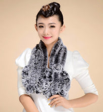 Load image into Gallery viewer, Knitted Real REX Rabbit Fur Scarf Tight Knitted  Wrap Cape Shawl Neck Warmer Women Children Scarf FS14519