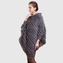 Load image into Gallery viewer, Women&#39;s Handmade Knitted Real Rabbit Fur Autumn Winter Fur Pashmina 070121