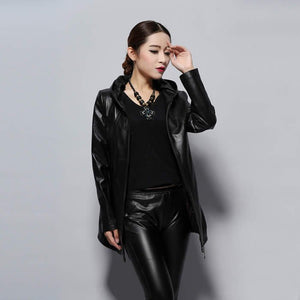 Genuine Sheep Leather Coat Top Quality Leather Jacket  Women Overcoat