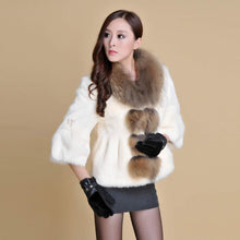 Load image into Gallery viewer, Real Rabbit Fur Coat Raccoondog Fur Collar with Hood Overcoat Jacket Waistcoat 7colors Short Version FS13073