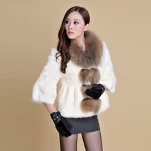 Load image into Gallery viewer, Real Rabbit Fur Coat Raccoondog Fur Collar with Hood Overcoat Jacket Waistcoat 7colors Short Version FS13073