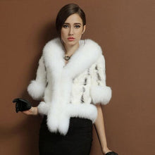 Load image into Gallery viewer, Natural Mink Coat Female with Big Fox Fur Collar Winter Jacket Women 15116
