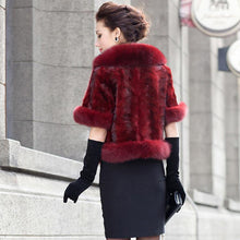 Load image into Gallery viewer, Natural Mink Coat Female with Big Fox Fur Collar Winter Jacket Women 15116