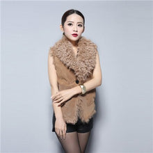 Load image into Gallery viewer, Women&#39;s Genuine Pig Leather Suede Vest with Real Lamb Fur Collar