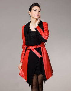 Genuine sheep Leather coat wool blends collar real lamb leather jacket winter overcoat