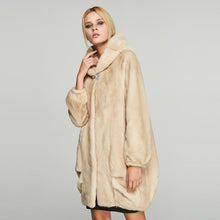Load image into Gallery viewer, Fur Story FS18118 Women&#39;s Genuine Mink Fur Long Coat Winter Warm Hood Cocoon Jacket