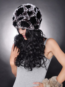 Real Rex Rabbit Fur Hat Thick Wool Beanie Hat Cap Ladies' Headgear 13606