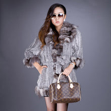 Load image into Gallery viewer, Woman&#39;s Real Fur Coat with Real Fox Fur collar Winter Jacket  Knitted Coats 010140