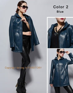 Genuine Sheep Leather Coat Top Quality Leather Jacket  Women Overcoat