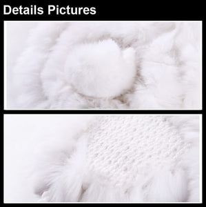 Real knitted Rex rabbit fur hat Beanie skullies cap ear muff earwarmer 060123