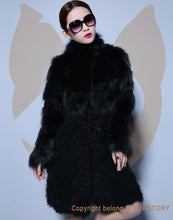 Load image into Gallery viewer, Natural Fox Fur Coat Lamb Fur Overcoat Top Quality Fur Jacket Women&#39;s Long Outwear