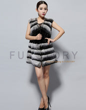 Load image into Gallery viewer, Natural Rex Rabbit Fur Vest Fashion Warmer Outerwear Sleeveless Women Long Coat