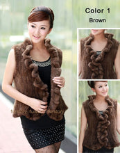 Load image into Gallery viewer, Natural Mink Fur Vest Female Flounce Decoration Placket Design Sleeveless Women&#39;s Mink Vest