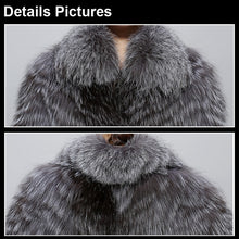 Load image into Gallery viewer, Women&#39;s Silver Fox Fur Coats with Fur Collar Puff Overcoat Winter Jackets Female Dress