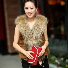 Load image into Gallery viewer, Natural Rabbit Fur Knitter Sweater Long Vest Waistcoat Jacket