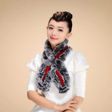 Load image into Gallery viewer, Real REX Rabbit Fur Scarf Wrap Cape Shawl Neck Warmer Women Children Scarf Flower Decoration FS14522