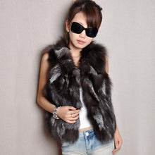 Load image into Gallery viewer, Women&#39;s Vest Real Fur Vest Female Fashion Patches Style Silver Fox Fur Coat