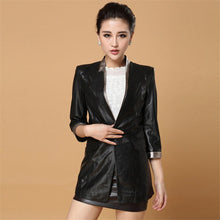 Load image into Gallery viewer, Genuine Sheep Leather Jacket Long Office Suit Formal Formal Outer Coat Ladies&#39; Dress 14106