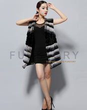 Load image into Gallery viewer, Natural Rex Rabbit Fur Vest Fashion Warmer Outerwear Sleeveless Women Long Coat