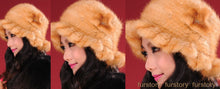 Load image into Gallery viewer, Womens Beanies Knitted Real Mink Fur Hat Cloche Hat Fedoras 13613