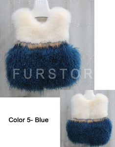 Natural Fox Fur +lamb Fur Vest Raccoon Decoration Waistcoat Jacket