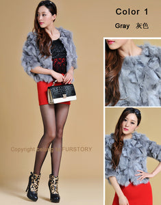 Real Fox Fur Coat Jacket Thick Fur Gilet Womens' Dress Ladies' Garment FS13052  Light Purple
