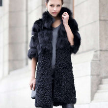 Load image into Gallery viewer, Natural Fox Fur Coat with Wool Free Shipping Plus Size Overcoat Winter Coat Women