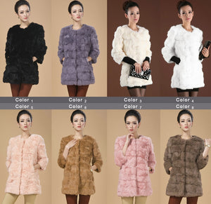 Real Rabbit Head Fur Coat Overcoat Jacket Womens' Top Garment Gilet Winter Dress Long Version Fur Story FS13017
