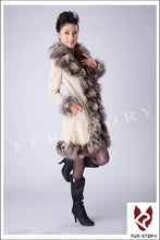 Load image into Gallery viewer, Genuine Leather Coat Pig Suede Leather Silver Fox Fur Collar  Jacket Outwear  010204