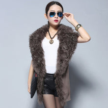 Load image into Gallery viewer, Genuine Pig Leather Suede Women&#39;s Vest  with Real Lamb Fur Collar