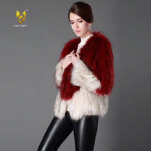 Load image into Gallery viewer, Women's Real Knitted Raccoon Fur  Coat Winter Fashion Patchwork Jacket 161172