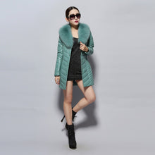 Load image into Gallery viewer, Genuine Leather Coat Female with Real Fox Fur Collar Outwear Winter Women&#39;s Down Coat