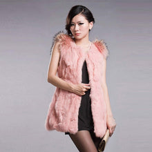 Load image into Gallery viewer, Natural Rabbit Fur Vest Raccoon Fur Shoulder Coat Jacket 7color Belt Women's Real Fur Vest