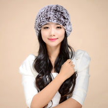 Load image into Gallery viewer, Women&#39;s Hats Knitted Real REX Rabbit Fur Beanie Hat 14603