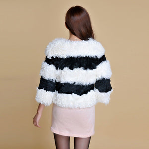 Real Lamb Fur and Rabbit Fur Coat Jacket Overcoat Ladies' Top Dress 2016 New Women's Fur Fur Sotry FS13063