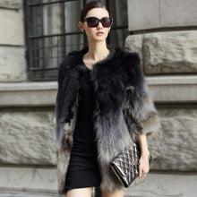 Load image into Gallery viewer, Real Raccoon Fur Jackets Coat for Women Fur Coats with Belt  161116