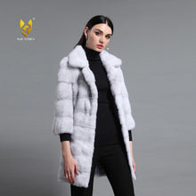 Load image into Gallery viewer, Women's Genuine Mink Fur Coat Women With Suit Collar Warm Long Overcoat  16047