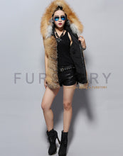 Load image into Gallery viewer, Natural Silver Fox Fur Hood Vest Fashion Design Genuine Sheep Leather