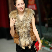 Load image into Gallery viewer, Natural Rabbit Fur Knitter Sweater Long Vest Waistcoat Jacket