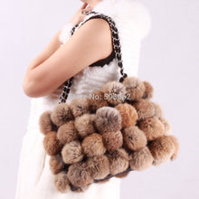 Load image into Gallery viewer, Real Rabbit Fur Ball Bag Handbag Lovely Side Bag Women Purse Totes SMALL Size 20*28 Good Choice for Chirstmas Gift FS040102
