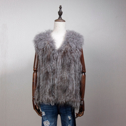 Natural Fur Vest for Women Fox with Mongolia Sheep Fur Waistcoat 162106