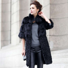 Load image into Gallery viewer, Natural Fox Fur Coat with Wool Free Shipping Plus Size Overcoat Winter Coat Women