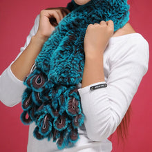 Load image into Gallery viewer, Real REX Rabbit Fur Scarf Fur Grape Decoration Wrap Cape Shawl Neck Warmer Green 16 Colors Available FS13501
